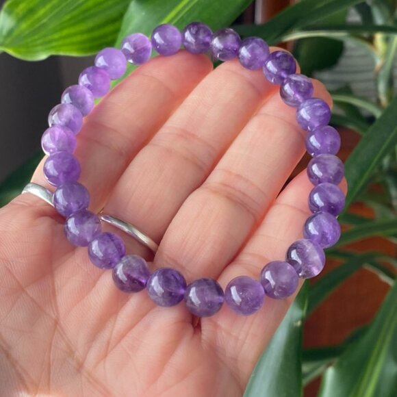 8mm Authentic Amethyst Gemstone Healing Bracelet - Picture 5 of 9